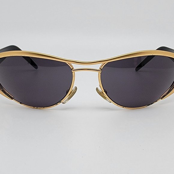 Gucci GG2381/S 032 Gold Black Frame Grey Lens Aviator Sunglasses w/ Case Italy - Picture 2 of 15